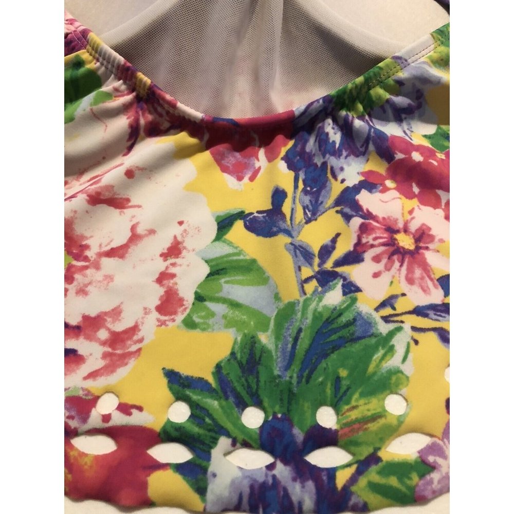 Swimsuits For All Tankini Top Plus Size 22 Floral Built in Bra laser cut - Picture 4 of 6